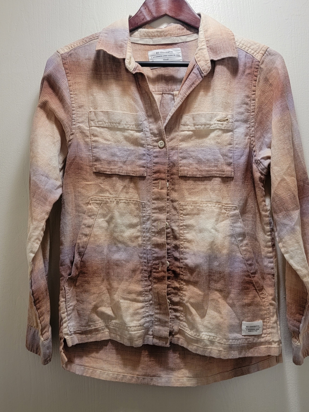 REI Hemp/Cotton Lightweight Multi-Tone Button-Down Shirt Jacket - Neutral